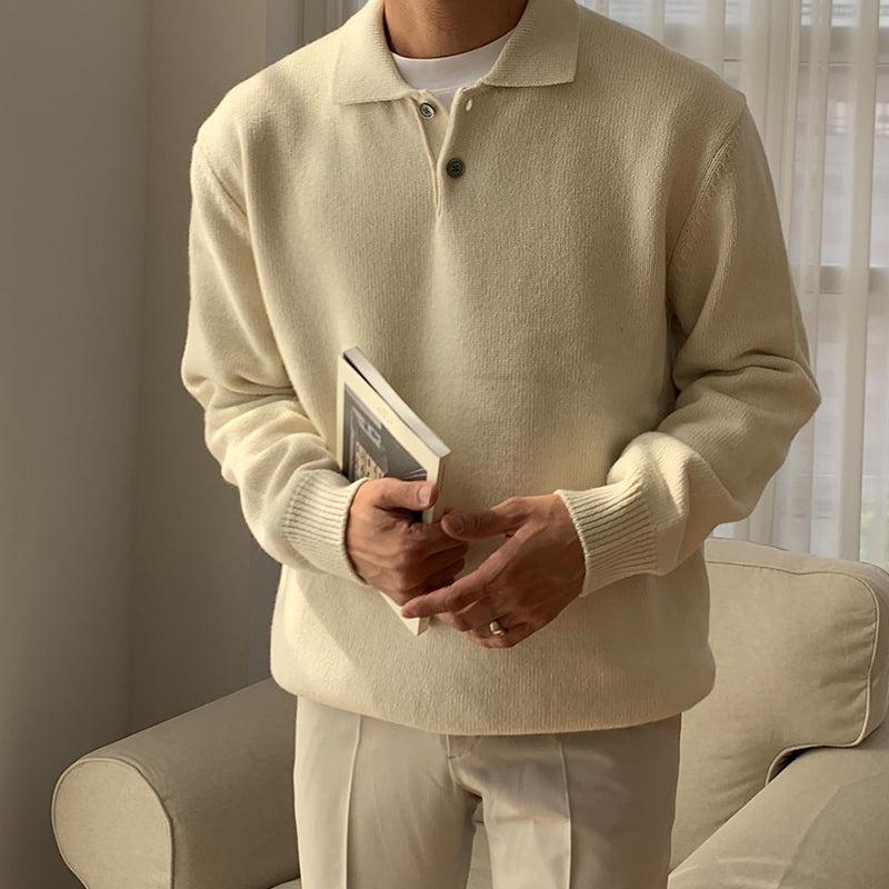 韓国ファッション SELCA-Knit Polo Shirt-mselca2023aw421-01