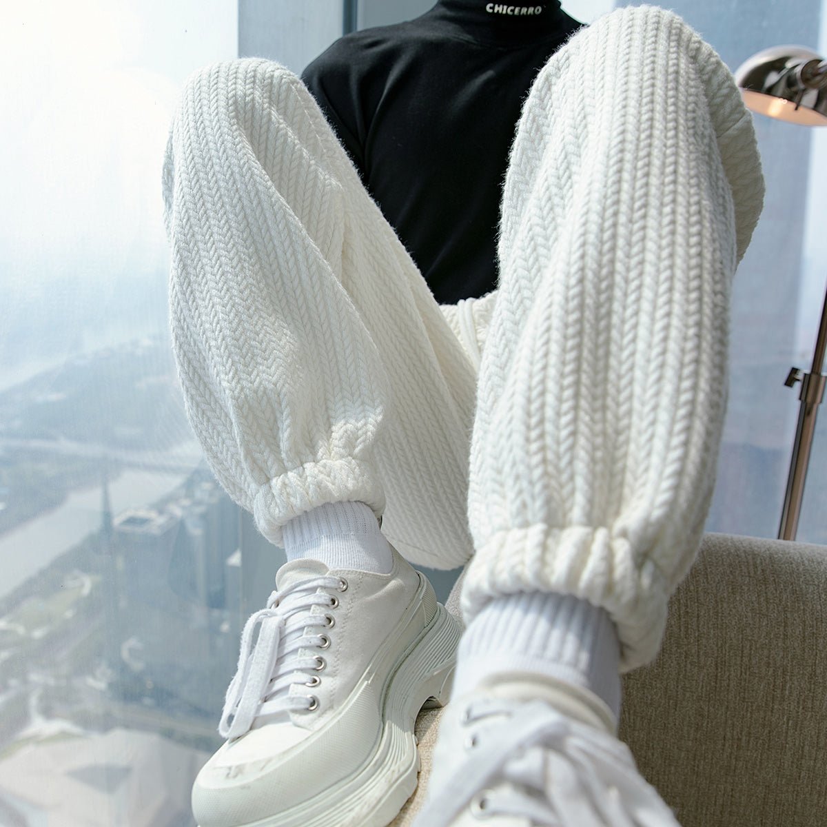 韓国ファッション SELCA-Knit sweat pants-mselca2023aw424-01