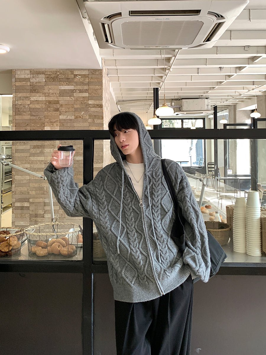 韓国ファッション SELCA-Knit zipper hoodie-mselca2023aw426-08