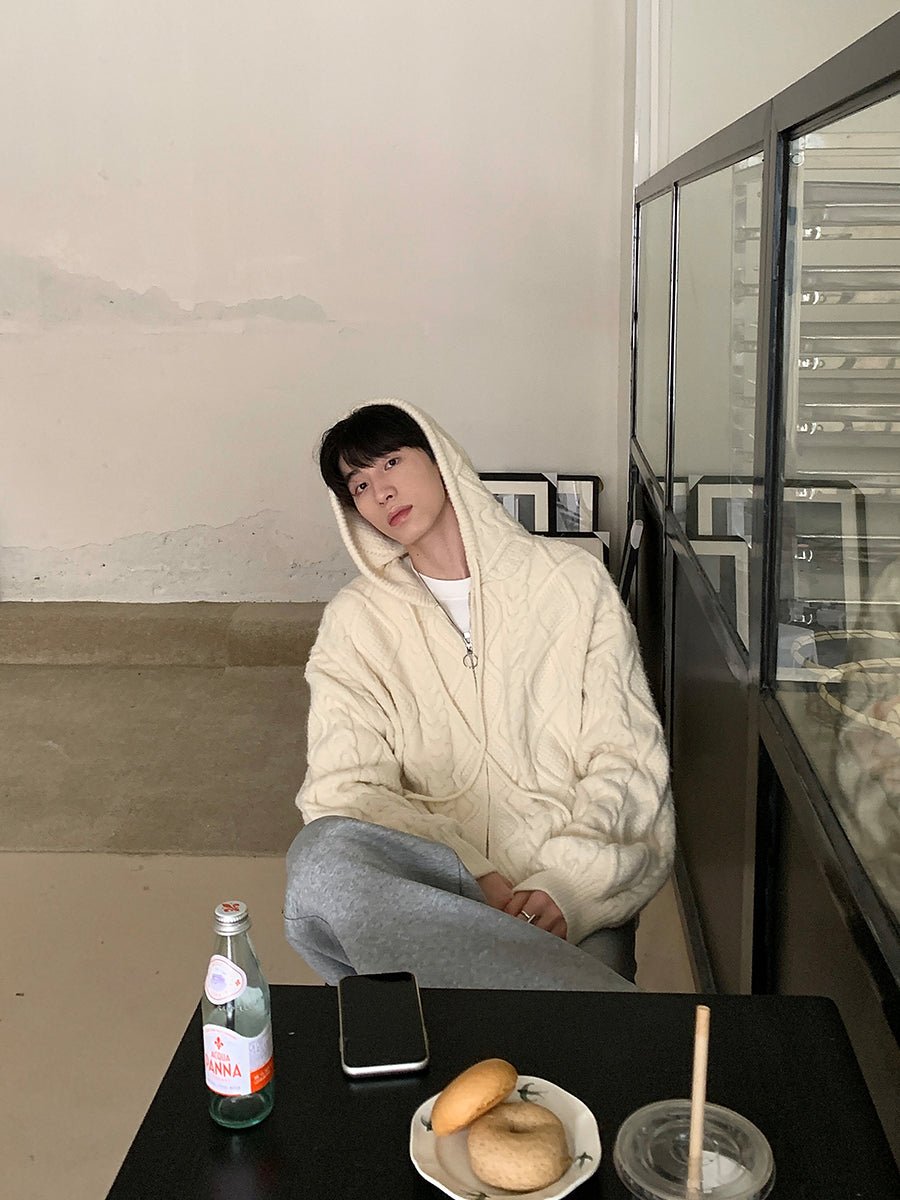 韓国ファッション SELCA-Knit zipper hoodie-mselca2023aw426-02