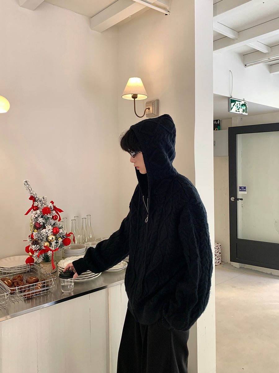 韓国ファッション SELCA-Knit zipper hoodie-mselca2023aw426-03