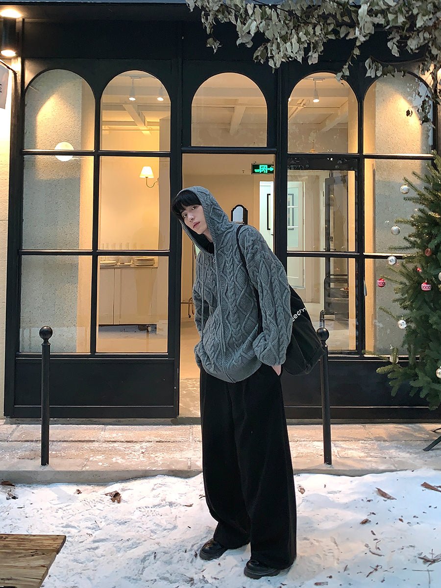 韓国ファッション SELCA-Knit zipper hoodie-mselca2023aw426-04