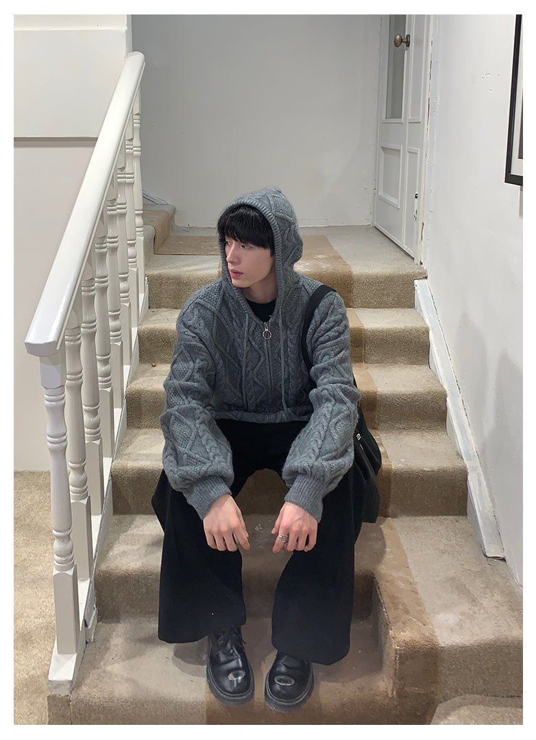 韓国ファッション SELCA-Knit zipper hoodie-mselca2023aw426-05