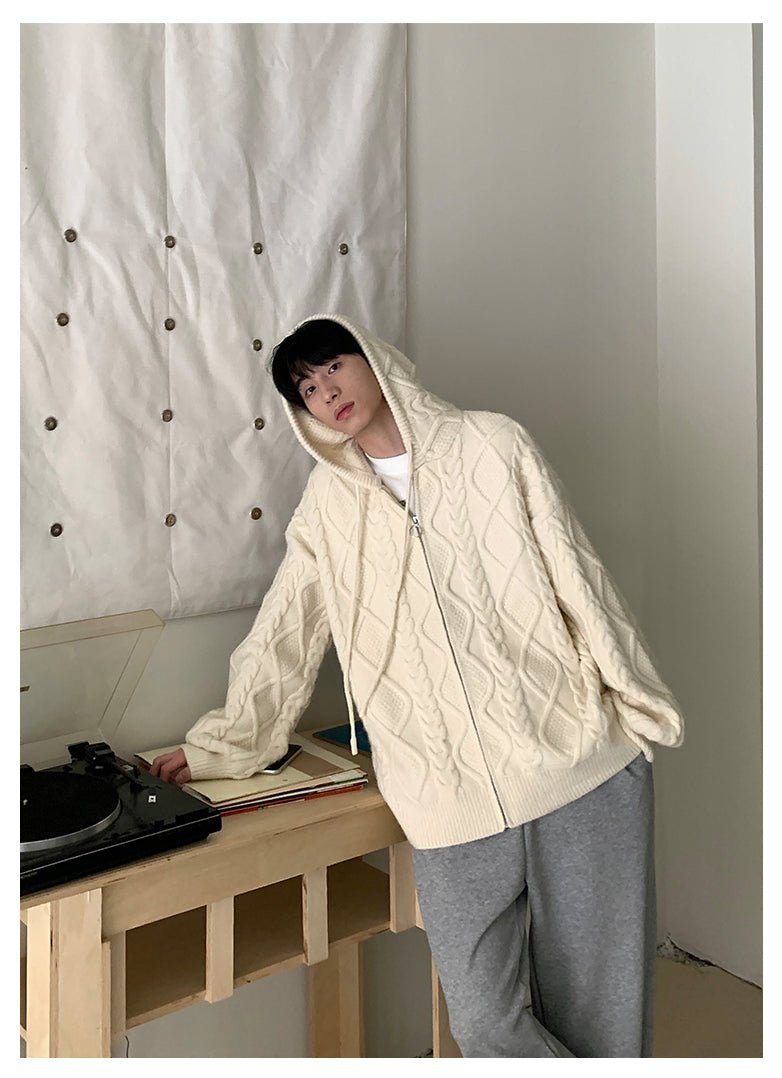 韓国ファッション SELCA-Knit zipper hoodie-mselca2023aw426-06