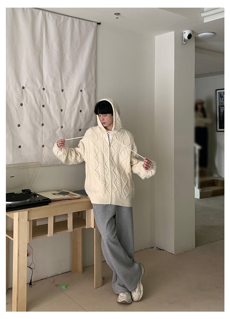 韓国ファッション SELCA-Knit zipper hoodie-mselca2023aw426-07