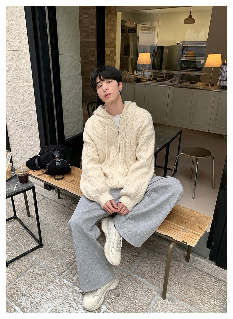 韓国ファッション SELCA-Knit zipper hoodie-mselca2023aw426-09