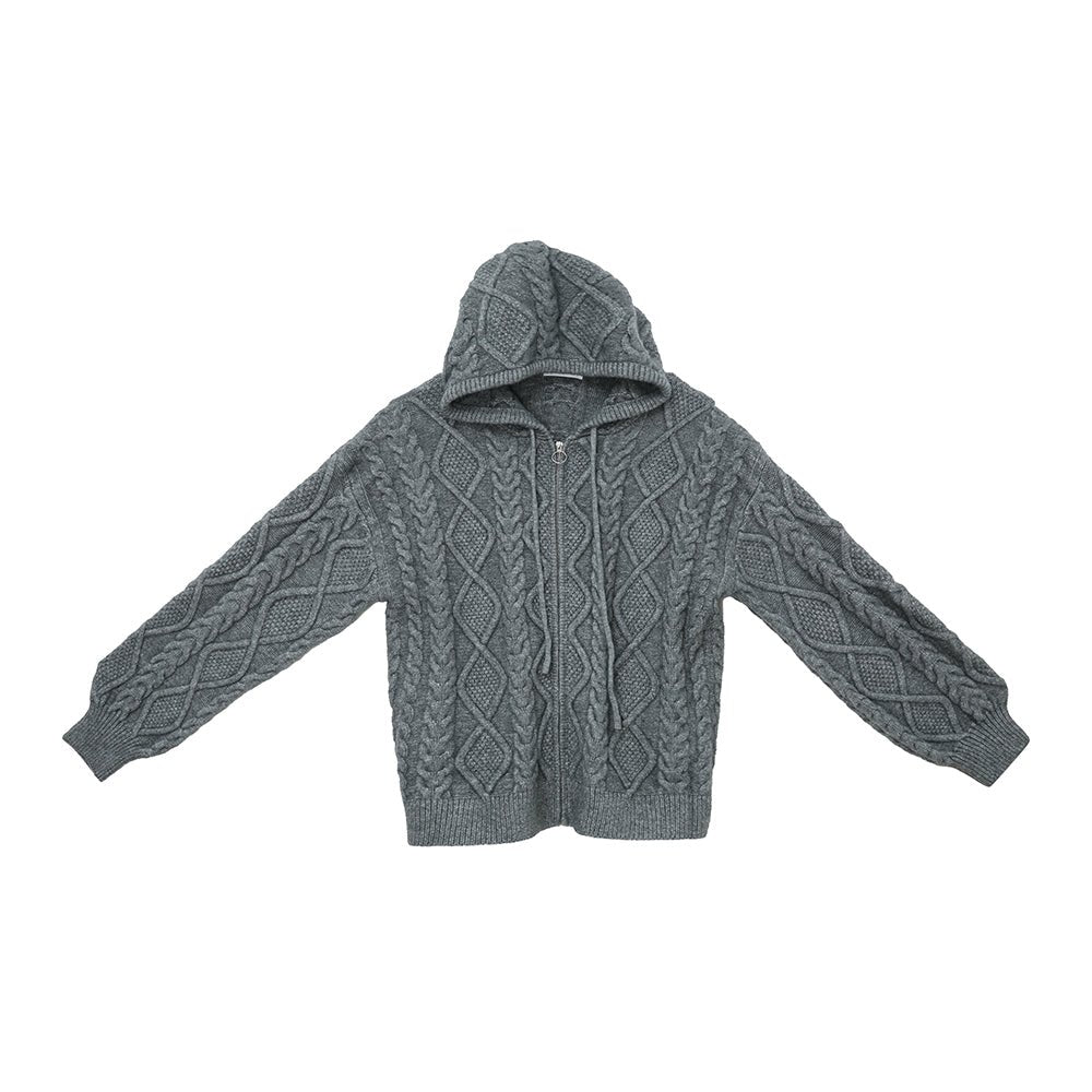 韓国ファッション SELCA-Knit zipper hoodie-mselca2023aw426-010