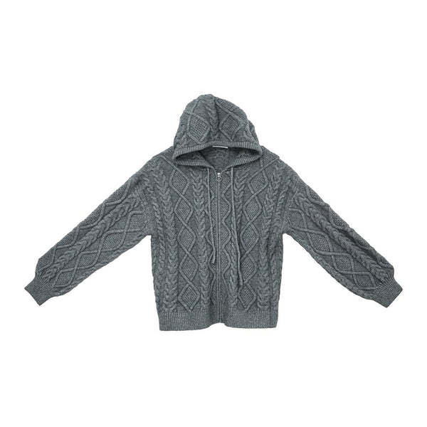 韓国ファッション SELCA-Knit zipper hoodie-mselca2023aw426-010