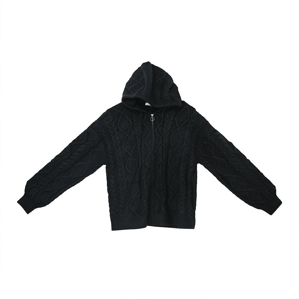 韓国ファッション SELCA-Knit zipper hoodie-mselca2023aw426-011