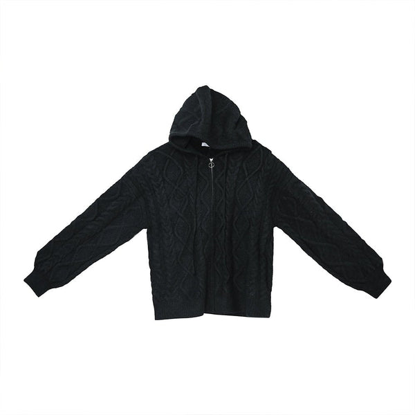 韓国ファッション SELCA-Knit zipper hoodie-mselca2023aw426-011
