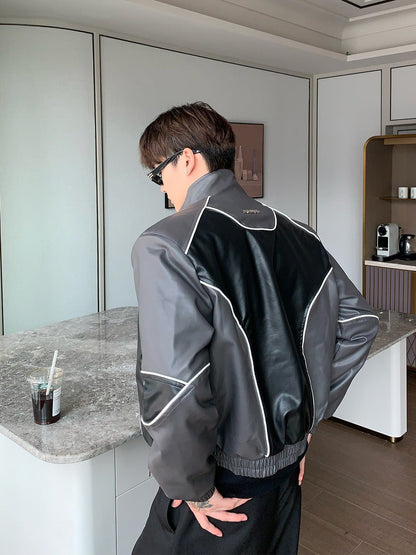 韓国ファッション SELCA-Leather design jacket-mselca2023aw440-03