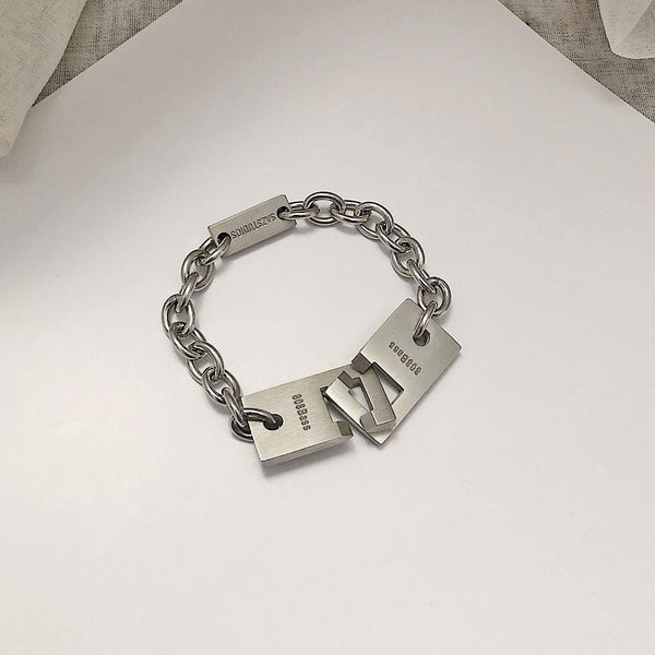 韓国ファッション SELCA-Lettering Cuban Chain Bracelet-mselca2023aw452-06