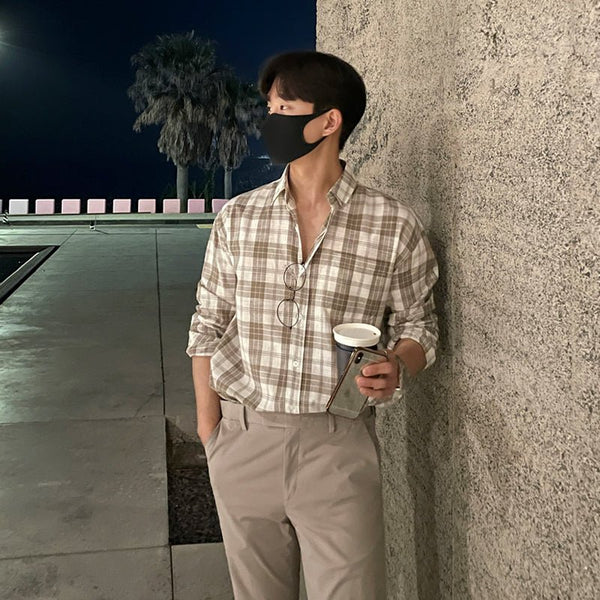 韓国ファッション SELCA-Long sleeve check shirt-mselca2023aw472-05
