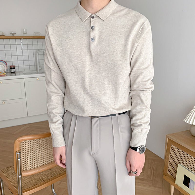 韓国ファッション SELCA-Long sleeve polo shirt-mselca2023aw479-01