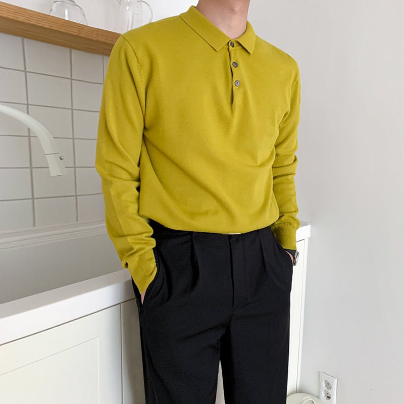 韓国ファッション SELCA-Long sleeve polo shirt-mselca2023aw479-02