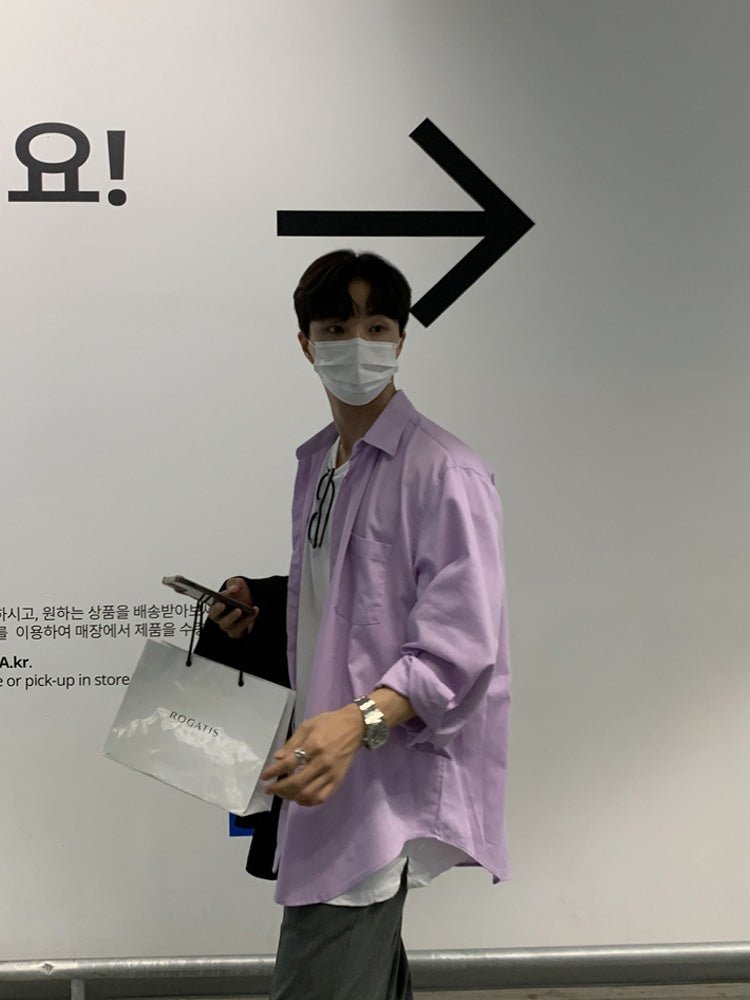 韓国ファッション SELCA-Loose plain long sleeve shirt-mselca2023aw499-04