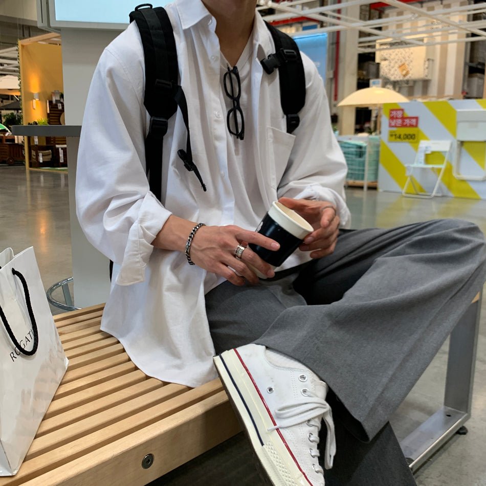韓国ファッション SELCA-Loose plain long sleeve shirt-mselca2023aw499-02