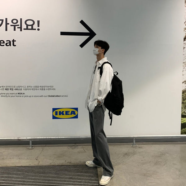 韓国ファッション SELCA-Loose plain long sleeve shirt-mselca2023aw499-010