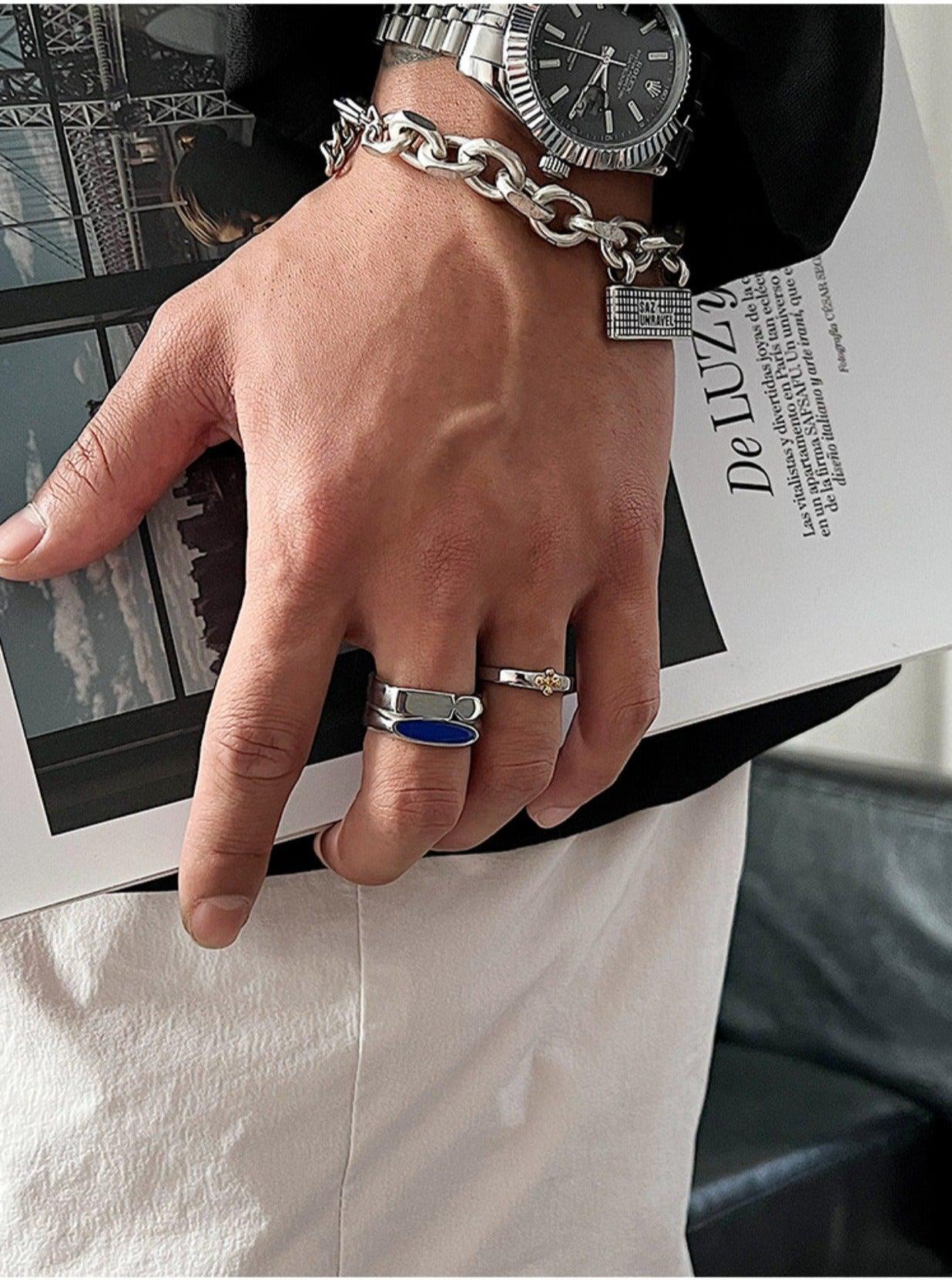 韓国ファッション SELCA-Blue Geometric Ring-mselca2023aw50-04