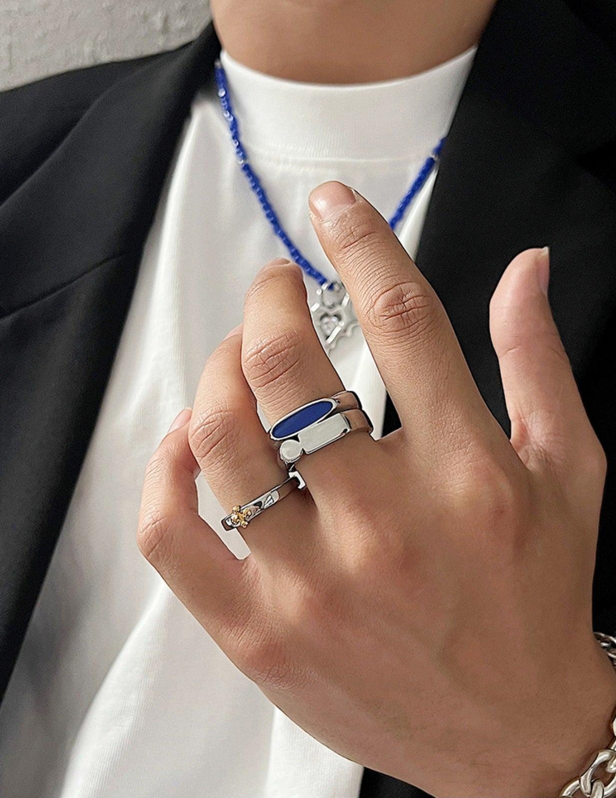 韓国ファッション SELCA-Blue Geometric Ring-mselca2023aw50-05