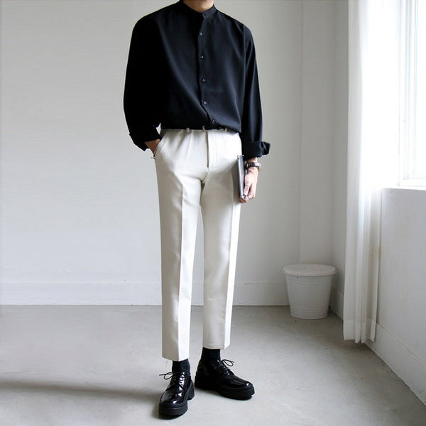韓国ファッション SELCA-No collar casual shirt-mselca2023aw543-02