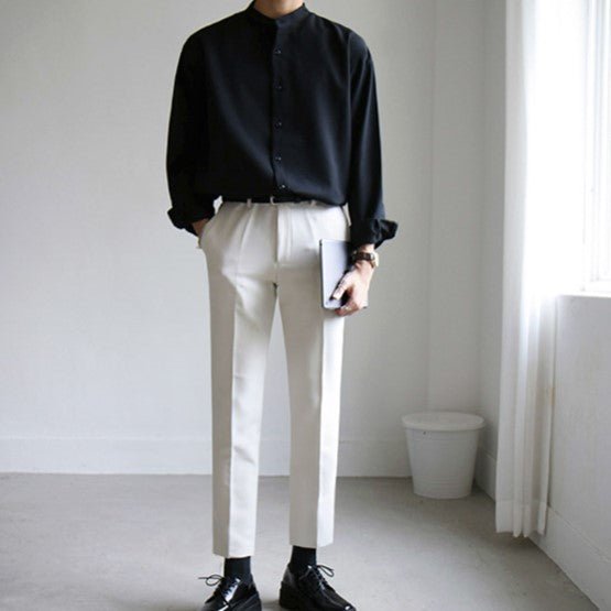 韓国ファッション SELCA-No collar casual shirt-mselca2023aw543-03
