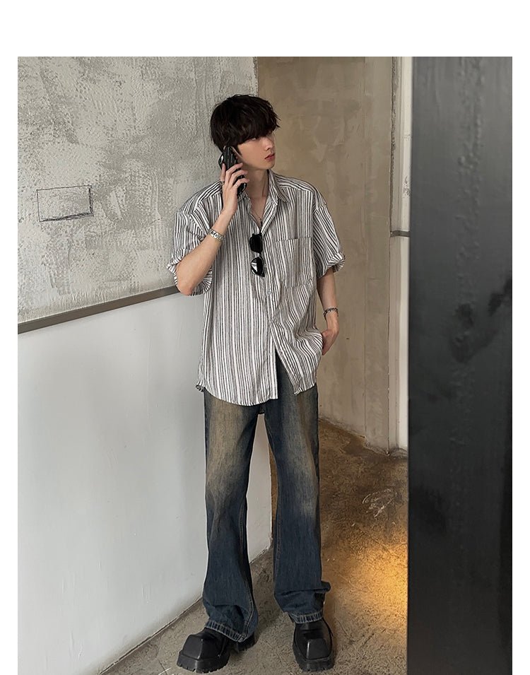 韓国ファッション SELCA-Nostalgic Blue Wide Leg Jeans-mselca2023aw549-06