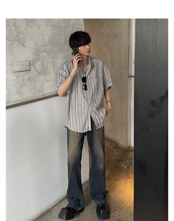 韓国ファッション SELCA-Nostalgic Blue Wide Leg Jeans-mselca2023aw549-06