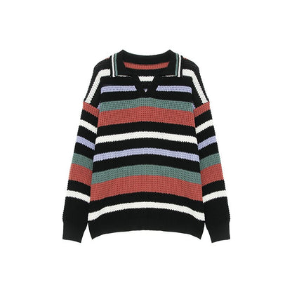 韓国ファッション SELCA-Over -size border knit polo shirt-mselca2023aw559-02