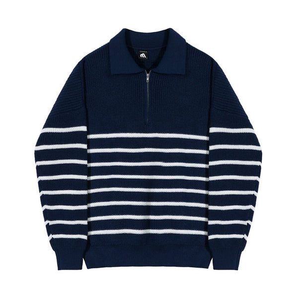 韓国ファッション SELCA-Border half zip knit-mselca2023aw55-05