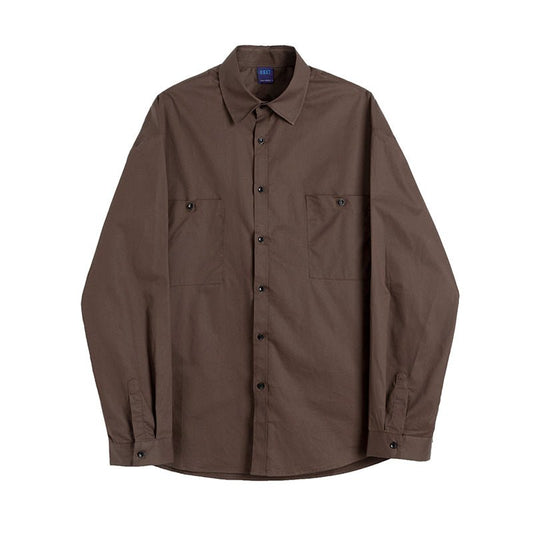 韓国ファッション SELCA-Over -size brown shirt-mselca2023aw561-01