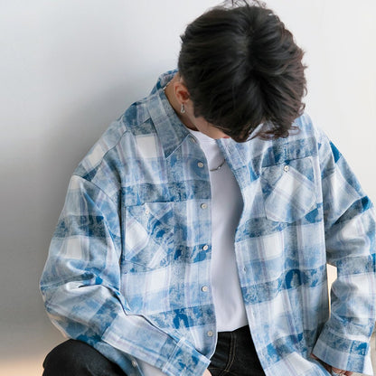 韓国ファッション SELCA-Over -size check pattern shirt-mselca2023aw562-03