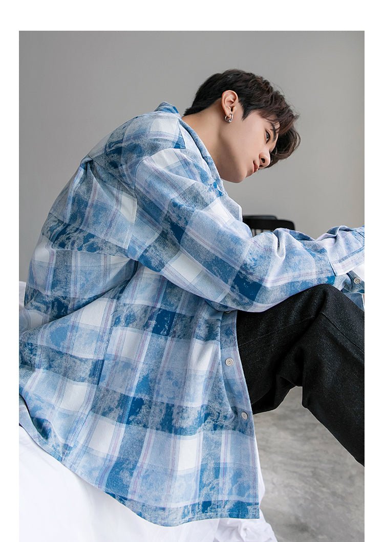 韓国ファッション SELCA-Over -size check pattern shirt-mselca2023aw562-05