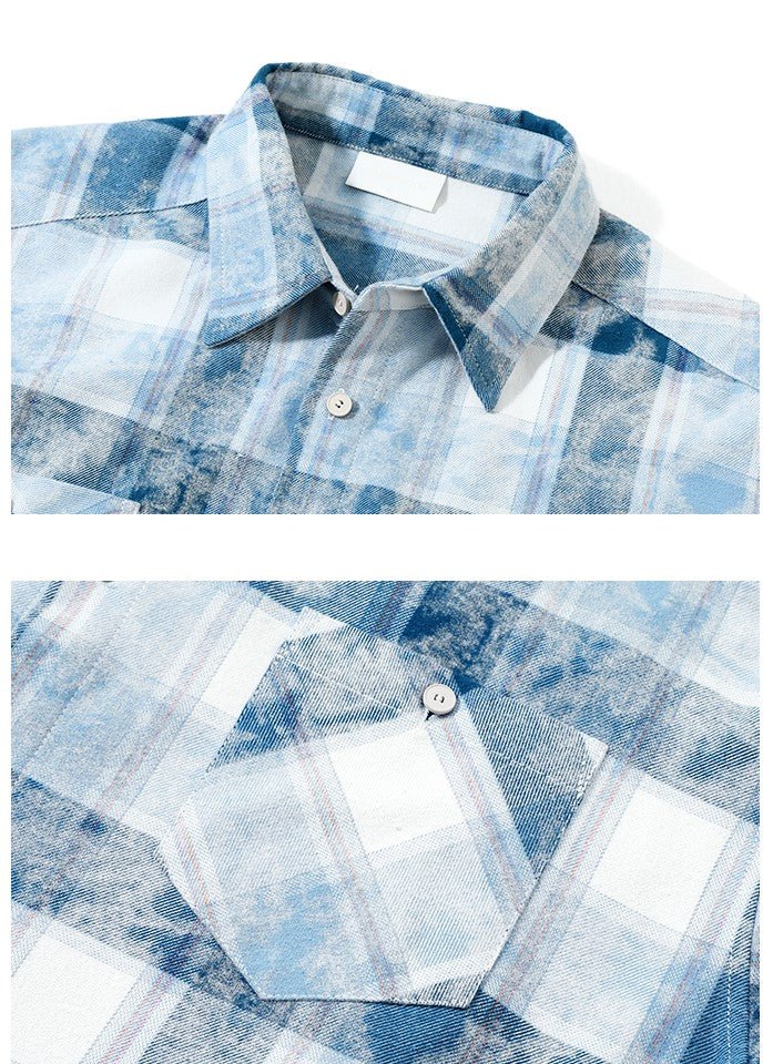 韓国ファッション SELCA-Over -size check pattern shirt-mselca2023aw562-011