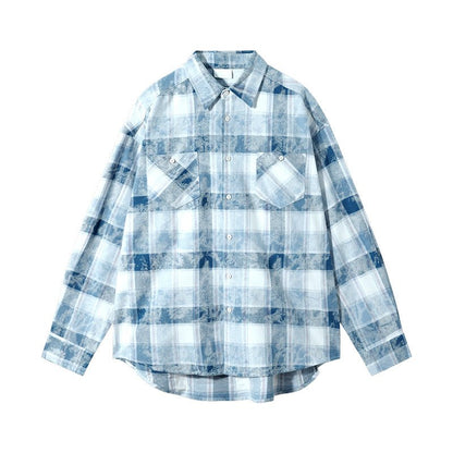 韓国ファッション SELCA-Over -size check pattern shirt-mselca2023aw562-013