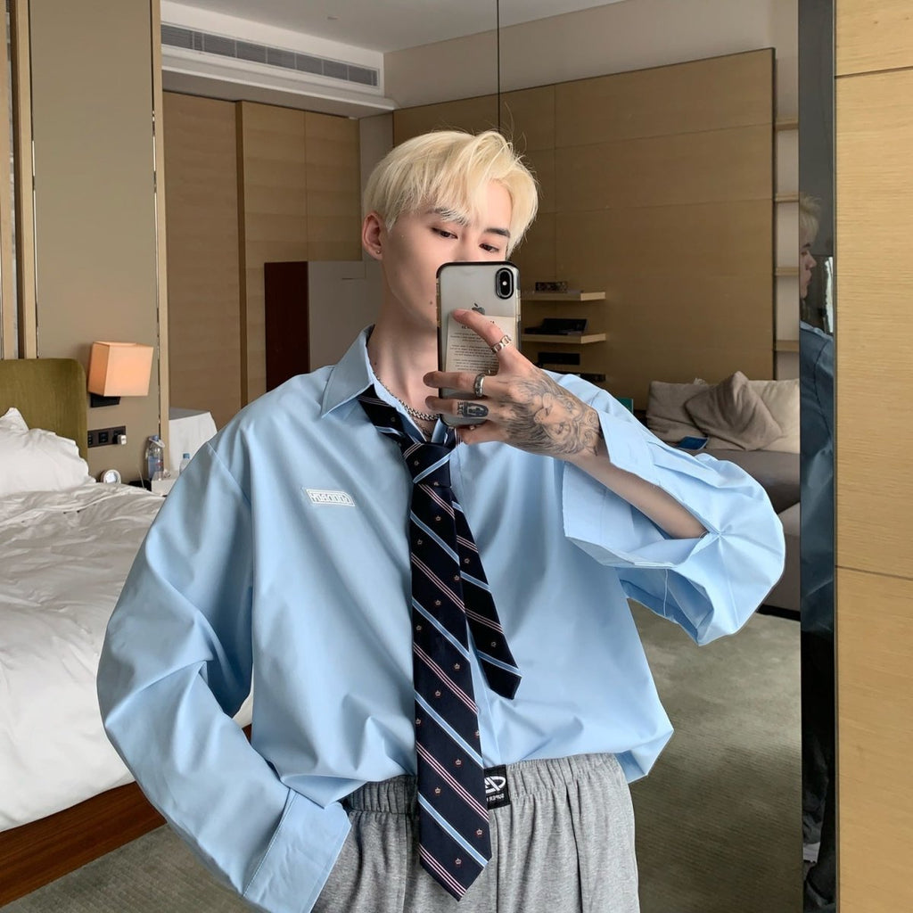 韓国ファッション SELCA-Over -size logo shirt-mselca2023aw581-06