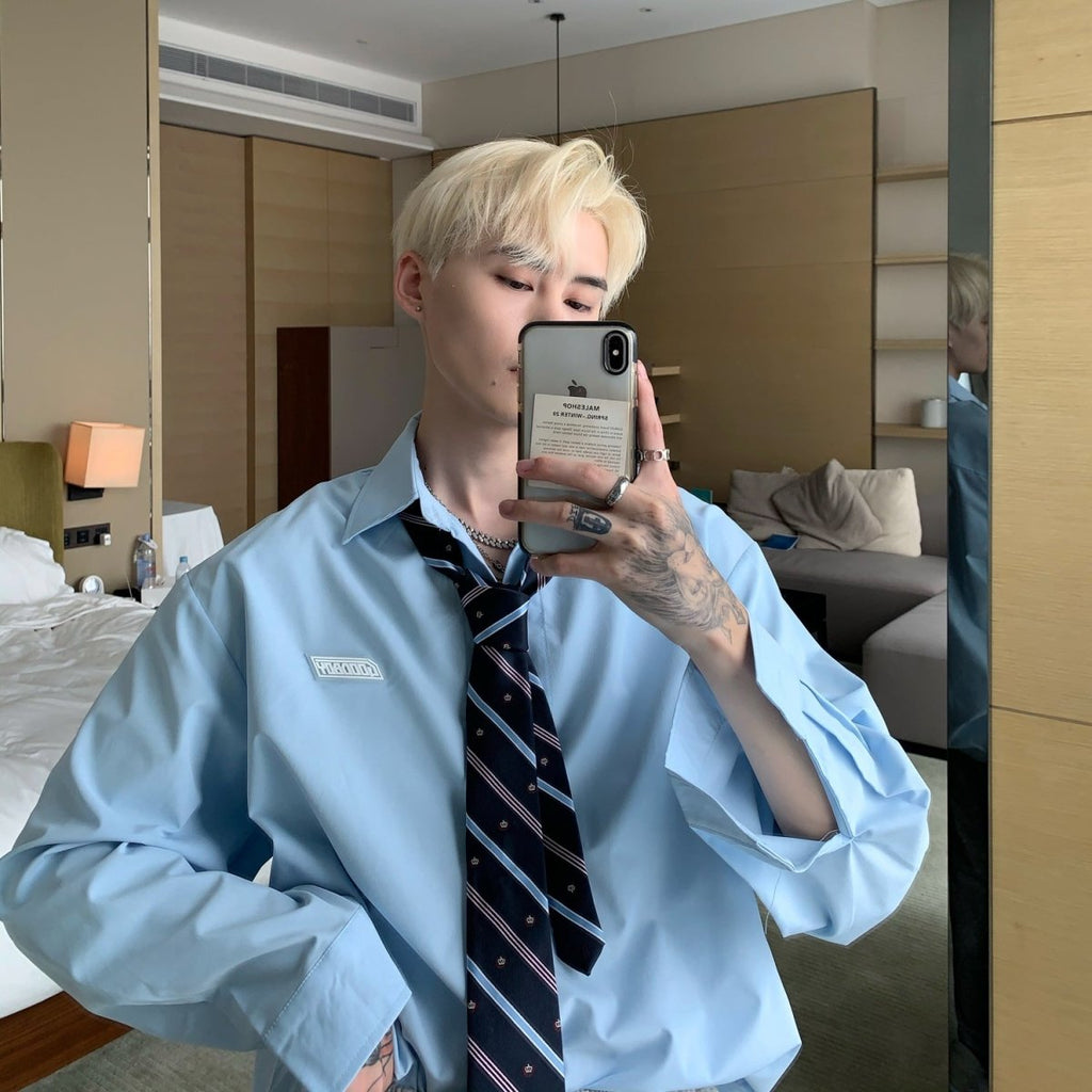 韓国ファッション SELCA-Over -size logo shirt-mselca2023aw581-08