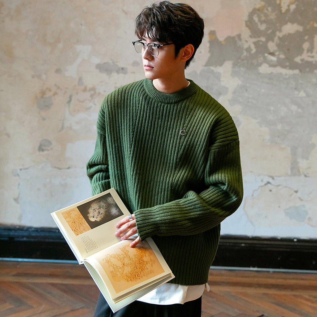 韓国ファッション SELCA-Over -size round neck knit sweater-mselca2023aw585-011