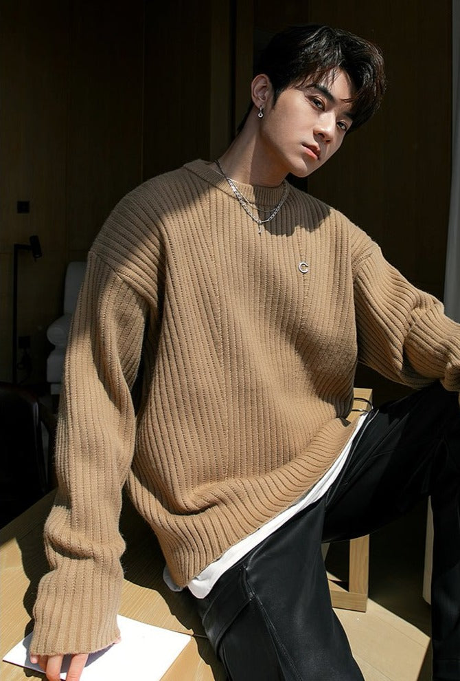 韓国ファッション SELCA-Over -size round neck knit sweater-mselca2023aw585-03