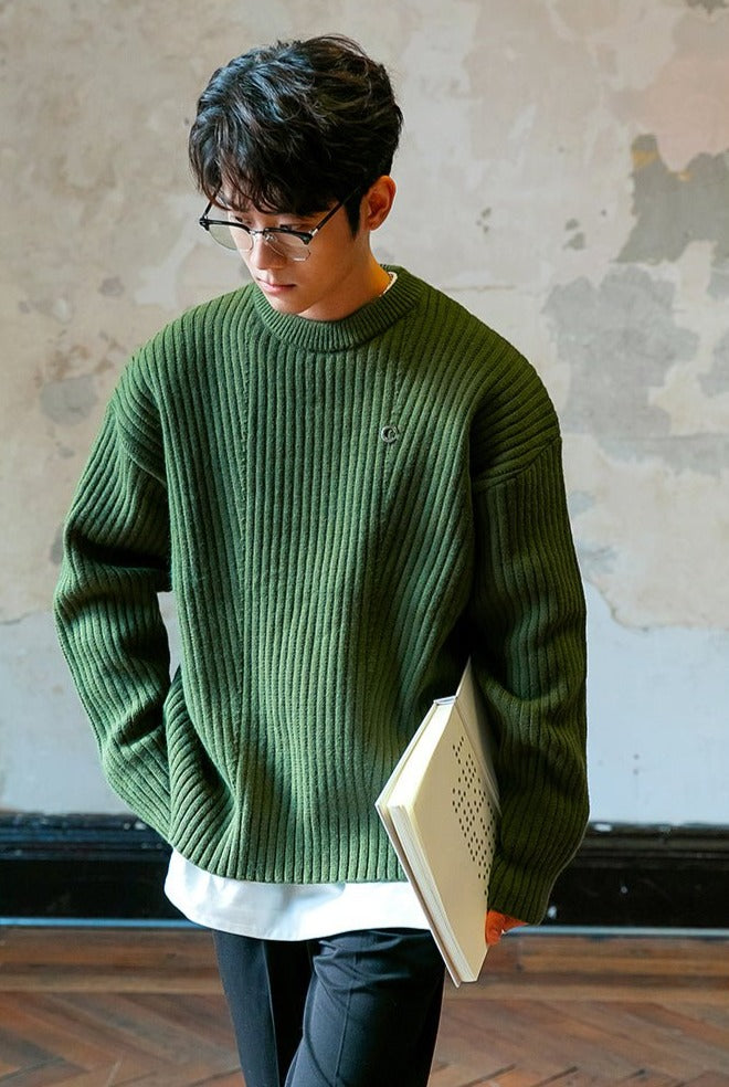 韓国ファッション SELCA-Over -size round neck knit sweater-mselca2023aw585-06