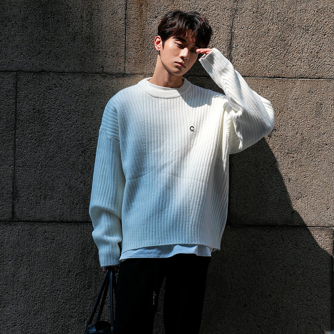 韓国ファッション SELCA-Over -size round neck knit sweater-mselca2023aw585-08