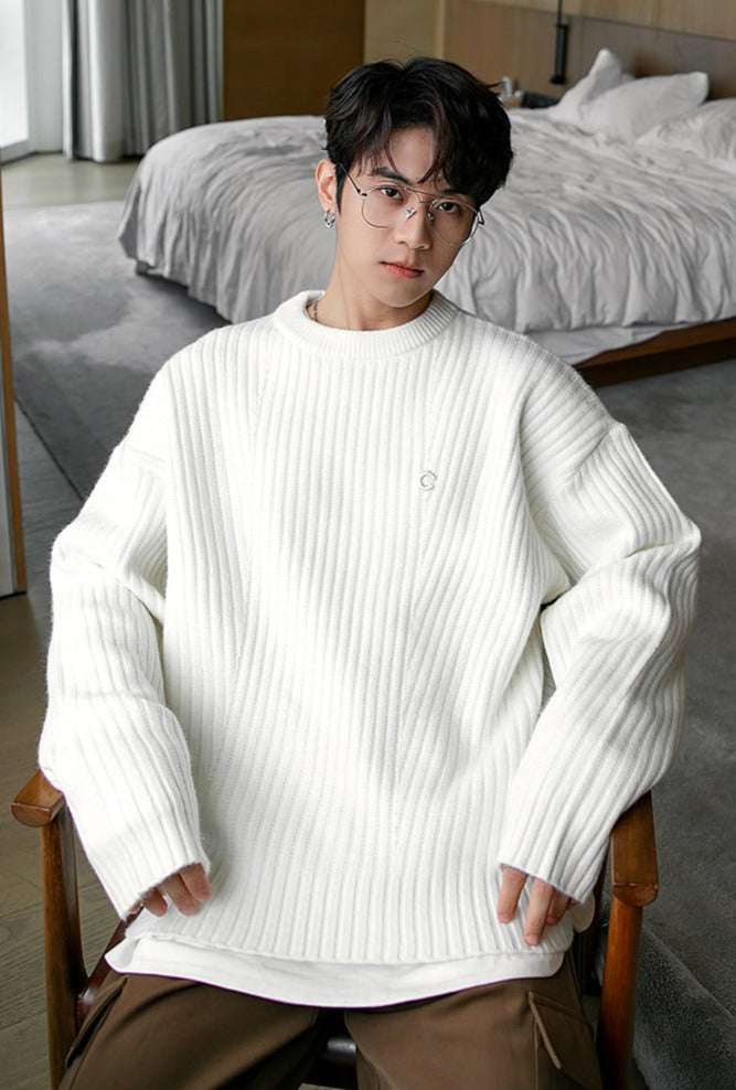 韓国ファッション SELCA-Over -size round neck knit sweater-mselca2023aw585-09