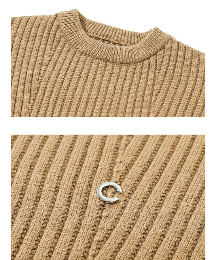 韓国ファッション SELCA-Over -size round neck knit sweater-mselca2023aw585-013