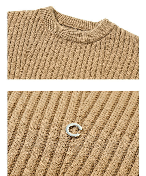 韓国ファッション SELCA-Over -size round neck knit sweater-mselca2023aw585-013