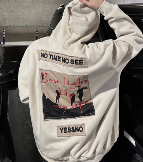 韓国ファッション SELCA-Oversized embroidery hoodie-mselca2023aw589-010