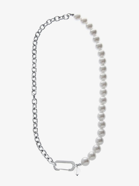 韓国ファッション SELCA-Pearl Stitching Titanium Steel Chain Necklace-mselca2023aw592-01