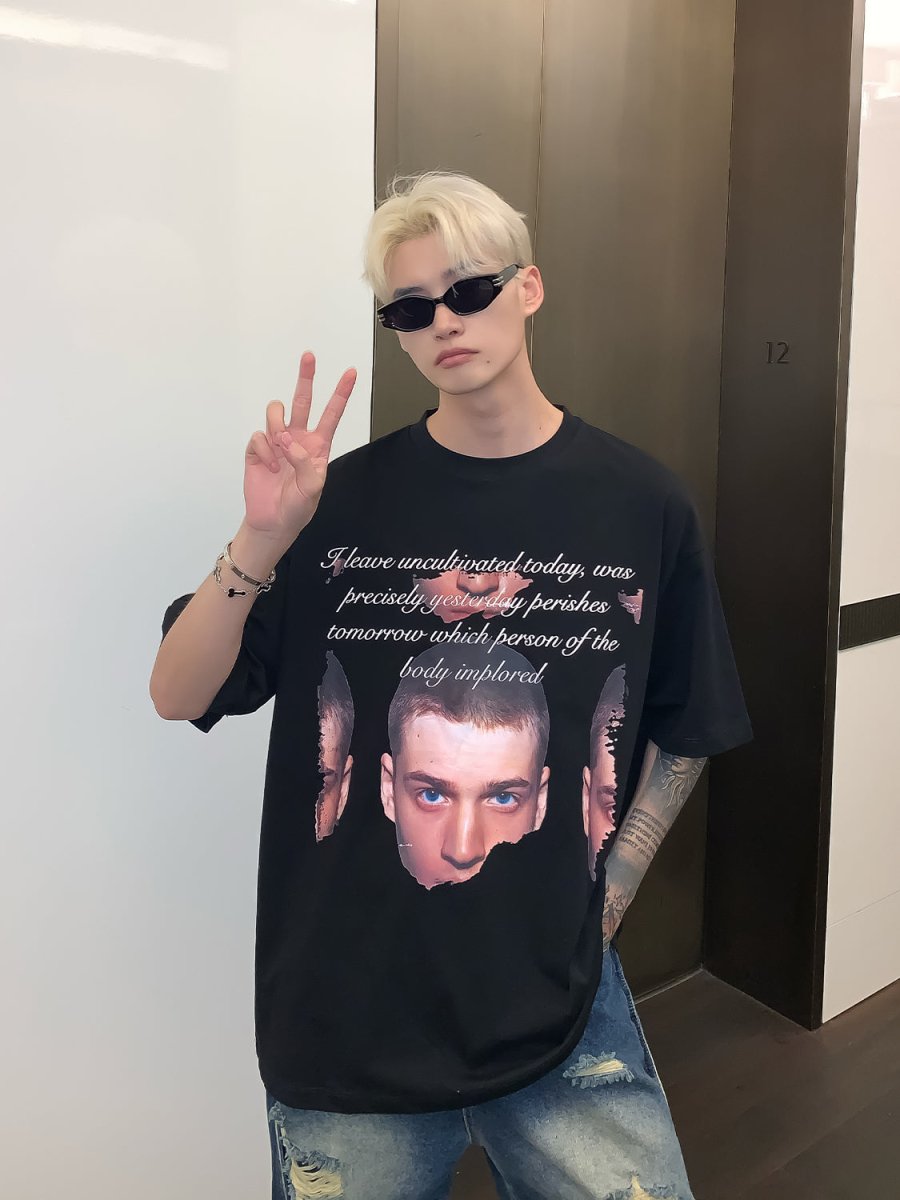 韓国ファッション SELCA-Photo Print T-shirt-mselca2023aw594-02