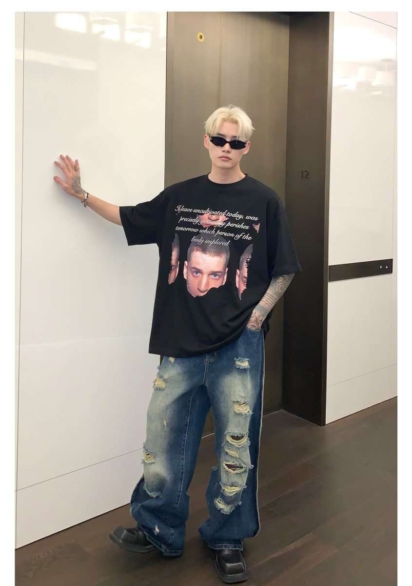 韓国ファッション SELCA-Photo Print T-shirt-mselca2023aw594-08