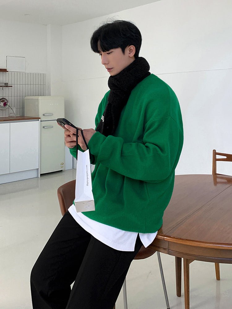 韓国ファッション SELCA-Plain crew neck sweatshirt-mselca2023aw599-04
