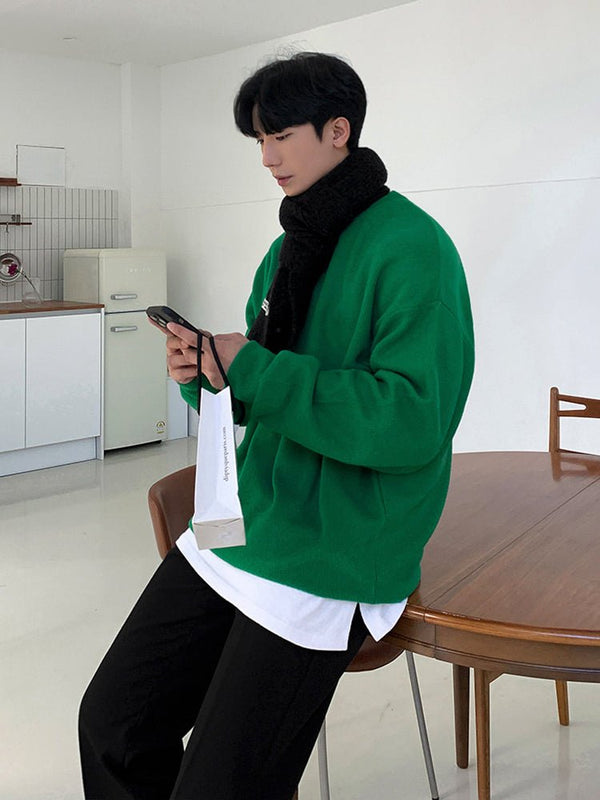 韓国ファッション SELCA-Plain crew neck sweatshirt-mselca2023aw599-04